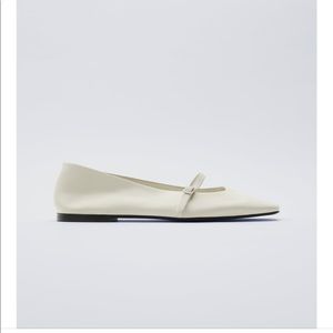 ZARA Leather Square Toe Ballet Flats TRF 9